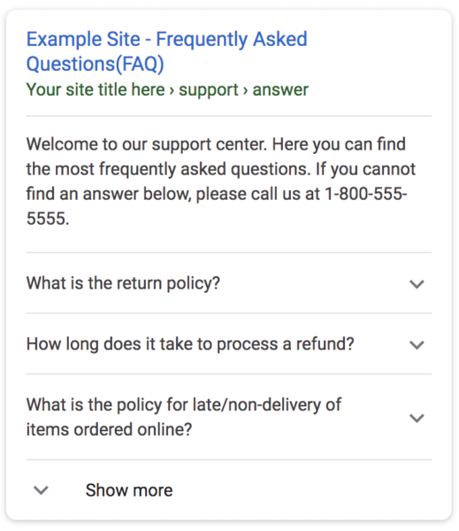 Google FAQ Rich Snippet